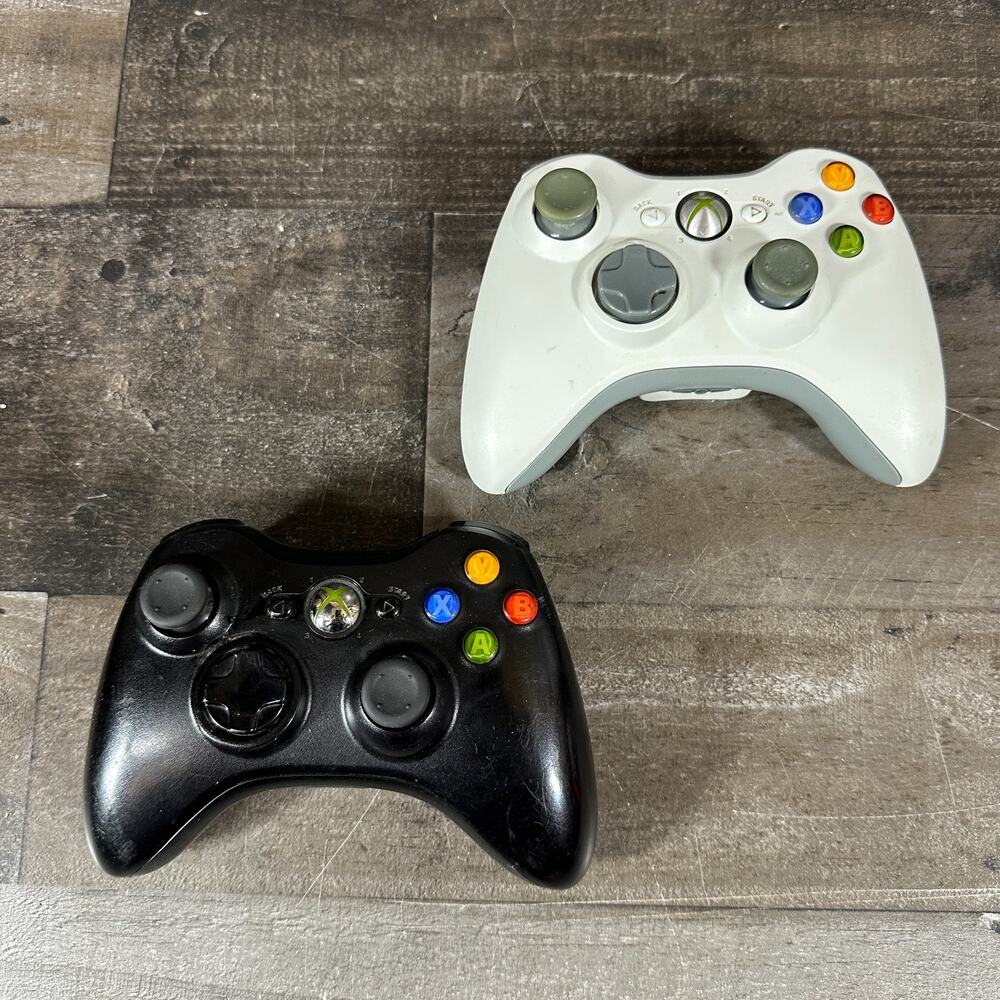 Xbox 360 controller lot Tested And Cleaned 1 Black and 1 White